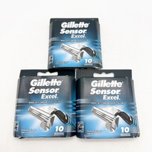 X3 Gillette Sensor Excel Chromium Coated Razor Blade Refill 10 Cartridge... - $30.00
