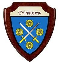 Dinneen Irish Coat of Arms Shield Plaque - Rosewood Finish - $48.00