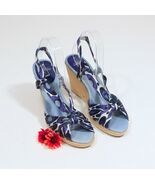 Circa Joan &amp; David Blue Fabric Espadrille Plateform Wedges US 10M - $20.54 CAD