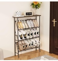 Shoe Rack Storage, Narrow 4 Tier Metal Shoe Storage Shelf, Free Standing Shoe Ra - £47.76 GBP