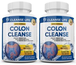 2 X Colon Cleanse Detox Herbs Pounds Lose Weight Eliminates Waste 3000mg - £17.22 GBP