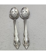 Oneida COMMUNITY BRAHMS Slotted Serving Spoons 2 Baroque Flowers Stainless - $335.21 MXN