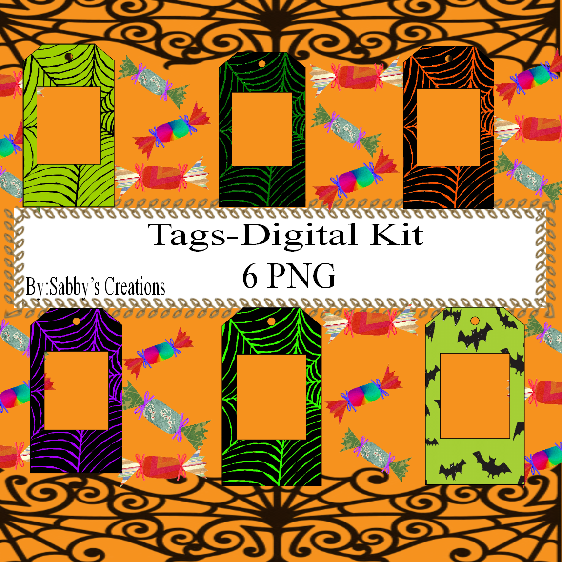 Halloween Tags A-Digital Kit-Jewelry Tag-Clipart-Gift Tag-Holiday-Digita... - $1.99