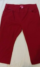 Woman Within 30W dark red natural fit Pants hemmed 26&quot; inseam short ankle crop - £7.03 GBP