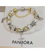 Crystal Cross &amp; Foot Steps in the Sand  - Authentic Pandora Bracelet - €129,05 EUR