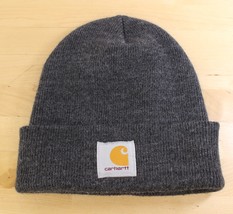 Carhartt Beanie Hat Cap Mens One Size Grey Knit Cuffed Logo Skater Punk ... - $12.06 CAD