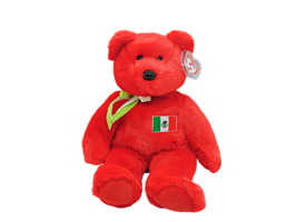 Ty Original Beanie Buddy &quot;Osito&quot; The Red Bear Plush With Mexican Flag La... - £28.98 GBP