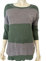 BP Women's Pullover Tunic Length Sweater Striped Green/Grey Size M - $9.49
