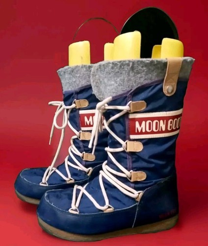 Tecnica The Original Moon Boot Blue Monaco Felt Boots US 5 - £148.55 GBP