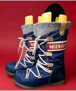 Tecnica The Original Moon Boot Blue Monaco Felt Boots US 5 - $198.00