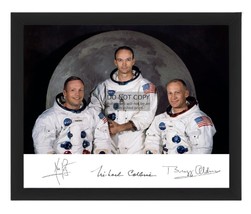 Apollo 11 Crew Buzz Aldrin N. Armstrong M. Collins Autographed 8X10 Framed Photo - £15.61 GBP