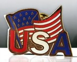 Amercian Flag USA Vintage Lapel Tie Pin Gold Border Tack Badge Patriotic... - £11.64 GBP