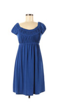 Dress barn Blue Puff Sleeve Peasant Dress Size 8 Empire Waist - $36.24