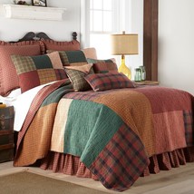 Donna Sharp Campfire Square Queen Quilt Farmhouse Country Lodge Patchwork Cotton - £147.74 GBP