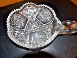 American Brilliant Faceted Candy Dish Handle Saw Tooth Edge Vintage Beau... - £13.61 GBP