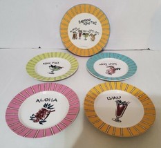 Vintage Rosanna Bamboo Kon Tiki Tropical Cocktail Salad Appetizer Plates... - £33.25 GBP