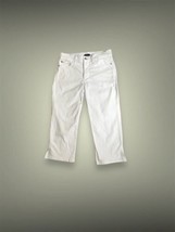 NYDJ White Cotton Embellished capris with cute silver rhinestones on ankles 6p - $14.00