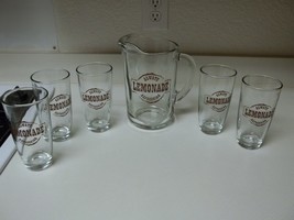 Libbey Always Refreshing Lemonade Glass Pitcher & 5 Glasses - $53.40