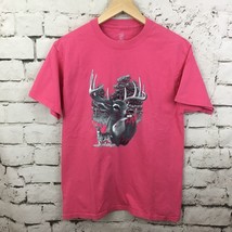 Deer Elk Womens Sz M T-Shirt Pink Short Sleeve Hunting Tee Hanes Tagless Top - £11.86 GBP