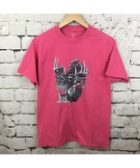 Deer Elk Womens Sz M T-Shirt Pink Short Sleeve Hunting Tee Hanes Tagless... - £11.68 GBP