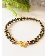 Cinnamon Green Gold Beaded Bracelet Braided Woven Fashion minimalist NEW - $15.68