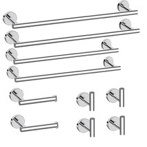 10Pcs Polished Chrome Bathroom Hardware Set - Includes 24&amp;18Inch Towel Bar, Robe - $107.99