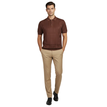 Mens Polo Shirt Slinky Sheer Short Sleeves Soft Touch Stacy Adams 57006 Brown image 5