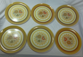 Set of 6 Vintage Lenox Ware Melamine Dinner Plates St. Louis MO Golden Floral - £20.14 GBP
