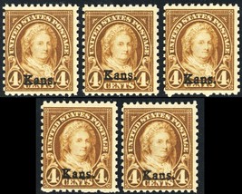 662, Mint NH 4¢ FIVE COPIES! Kansas Overprint CV $175.00 - Stuart Katz - £59.81 GBP