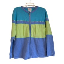 Stitches In Time Womens Sweater Size L Multicolor Cardigan Knit Colorblock Retro - $25.62