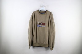 Vintage 90s Streetwear Mens 2XL Faded Nature Deer Buck Cabin Fish Sweatshirt - £43.48 GBP