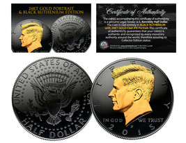 Black RUTHENIUM 2015 JFK Kennedy Half Dollar Coin with 24K Golden Enigma P Mint - £14.73 GBP