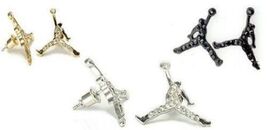 3 Pairs of Michael Air Jordan Jumpman Black, Gold, and Silver Tone CZ St... - $29.65