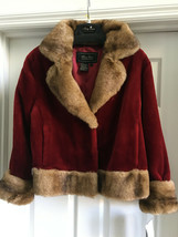 NWT: Terry Lewis Classic Luxuries Jacket with Faux Fur Trim: Size M, Red - £94.26 GBP