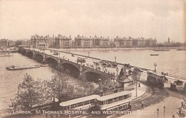 London Uk St Thomas&#39;s Hospital &amp; Westminster Bridge~J J Corbyn Publ Postcard - £3.50 GBP