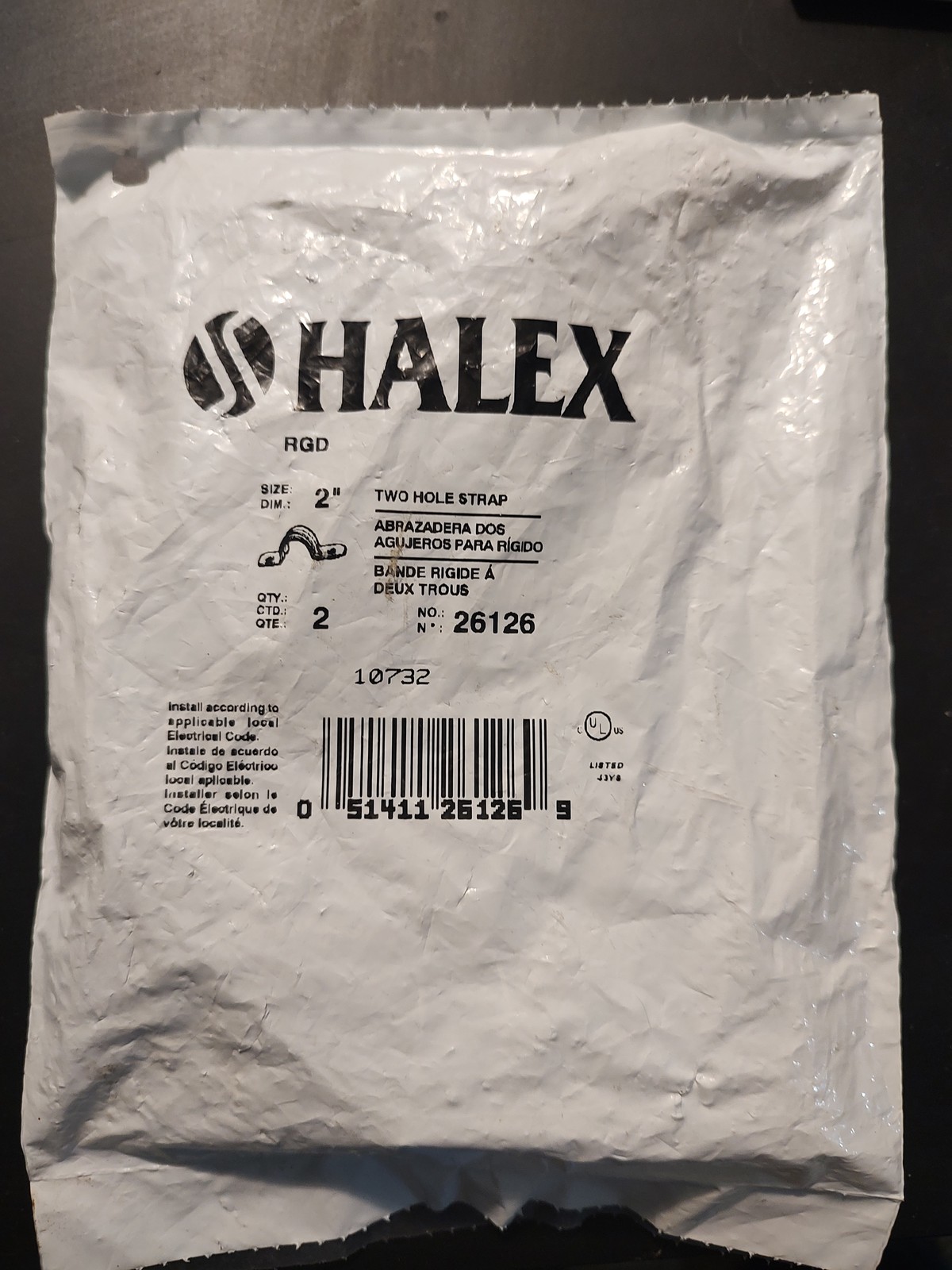 Halex 26126, 2in. Standard Fitting Rigid 2-Hole Conduit Straps 2-Pack  *... - $1.99