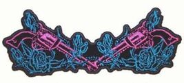 TWIN PISTOL EMBRODIERED PATCH P6160 jacket NEW gun rose bikers patches i... - $9.49