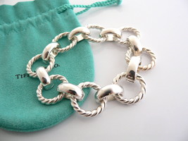 Tiffany &amp; Co Silver Large Cable Rope Link Bracelet Bangle Gift Pouch Statement - £1,176.83 GBP