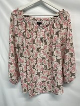 Apt 9 Pink Floral Blouse Tunic Top 3/4 Sleeve Spring Summer 1X - £14.76 GBP