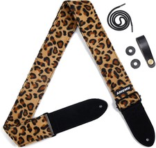 AMUMU Guitar Strap Flocking Leopard for Bass, Electric &amp; Acoustic Guitar - £27.17 GBP