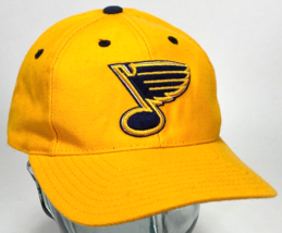 Vtg St. Louis Blues Hat-Puma Cap-Yellow-3D Logo-Snapback-NHL - £14.94 GBP