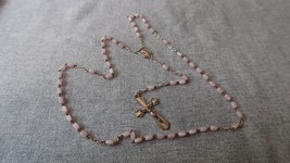 Vintage Pink Silver LOURDES Rosary - $29.70