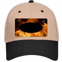 Real Flame With Black Center Oval Novelty Khaki Mesh License Plate Hat - £22.77 GBP