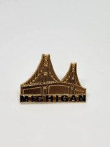 Vintage Michigan Mackinac Island Bridge Metal Enamel Travel Pin  - $6.84