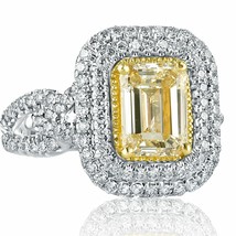 GIA Certificato 3.26 KT Smeraldo Cut Diamond Engagement Anello 14k Oro B... - £6,125.90 GBP