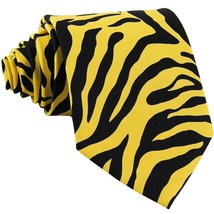 Vesuvio Napoli in Italy Men&#39;s Neck Tie W Handkerchief Yellow Zebra Print... - £10.45 GBP