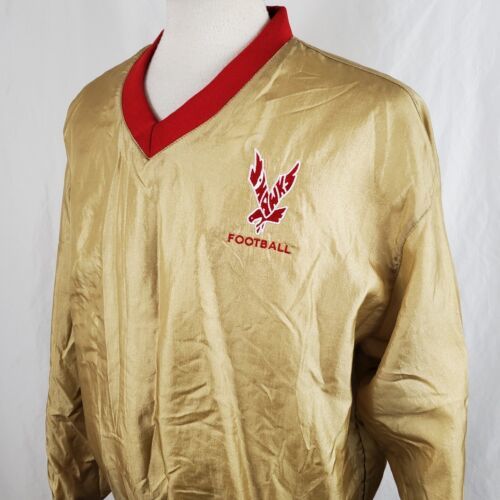 Primary image for J-Hawks Football Holloway Pullover Jacket Large Gold Red Nylon, Lining Vintage