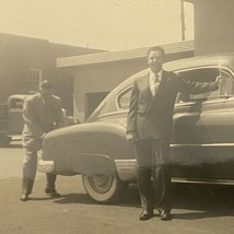 Found Black And White Photo 2 Men In Suits Posing By Car - £7.07 GBP