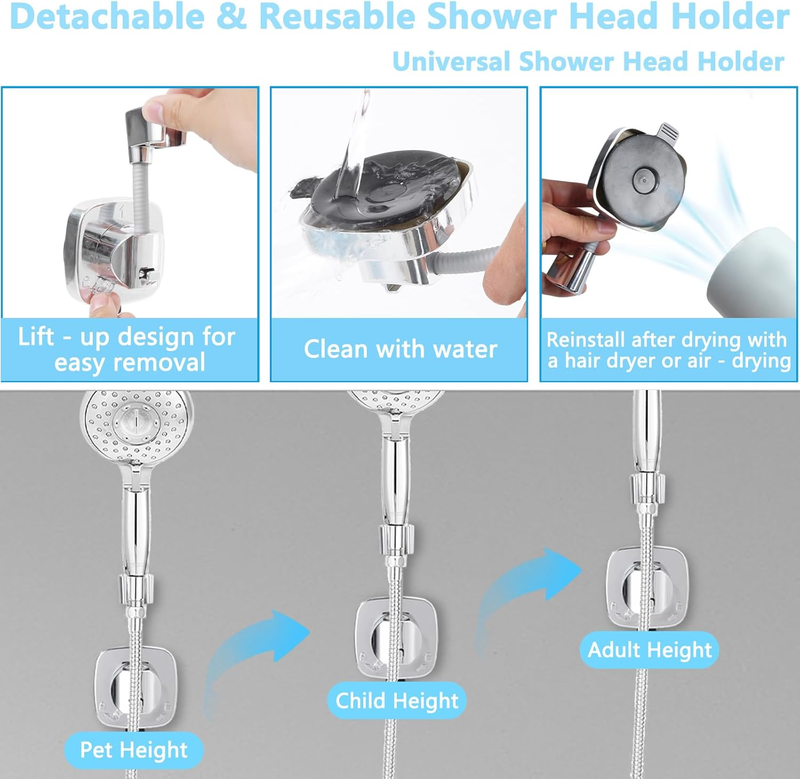 Shower Head Holder Suction Cup, 360° Adjustable Handheld Shower Holder Wall Moun Item image 5