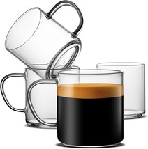 Luxu 4Pcs Set Simple Glass Coffee Mugs-Hand Blown&amp;Seamless Design,14, Co... - $38.99